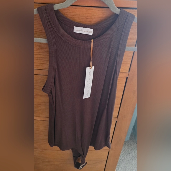 House Of Harlow NWT Espresso Brown Sleeveless Bodysuit - Picture 6 of 8